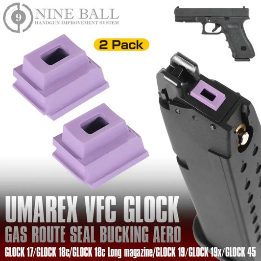Nine Ball Gas Route Seal for Umarex VFC G-Series 2 Pack. G17, G18c, G18c Long mag, G19, G19x, G45