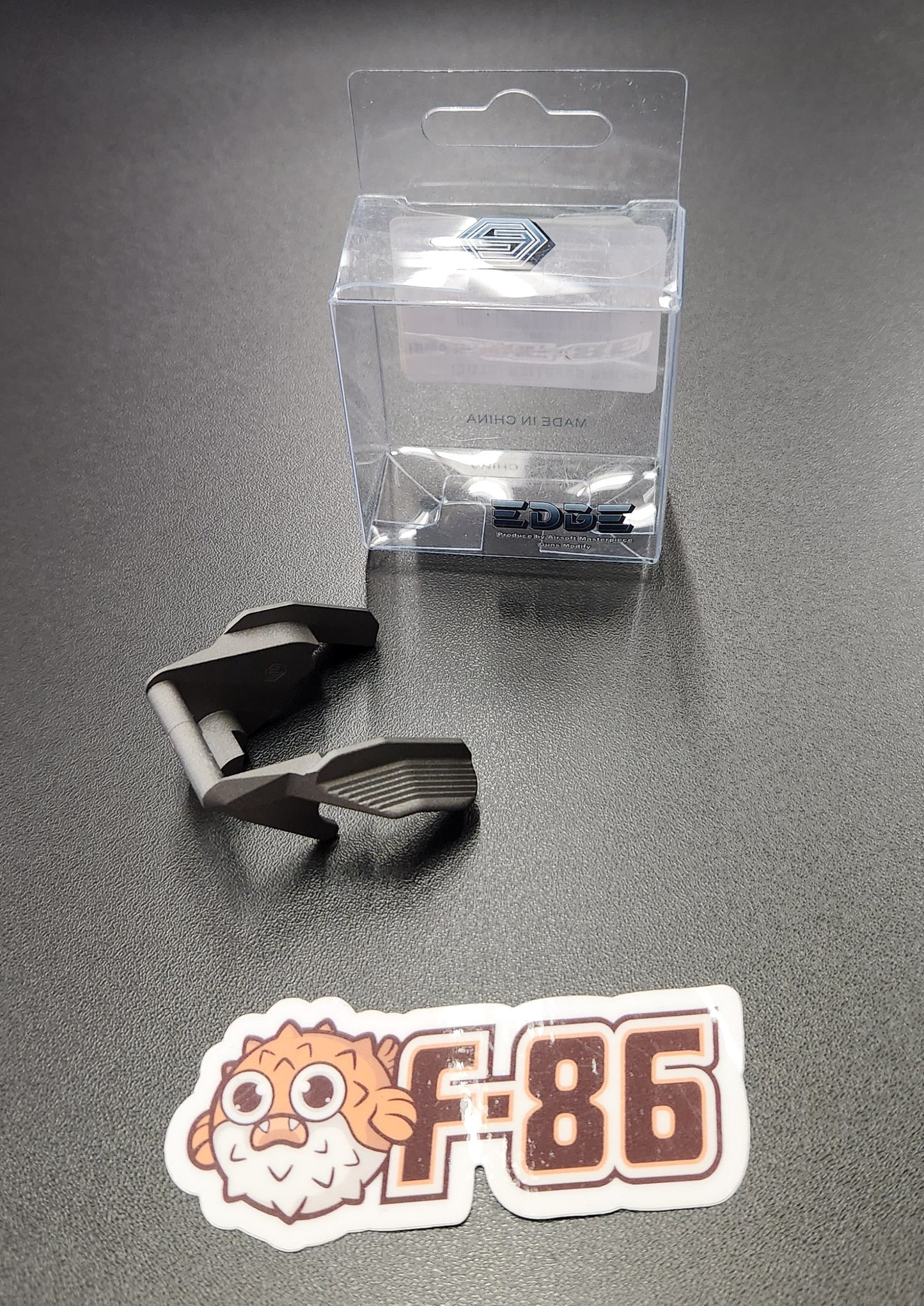 F-86 Custom EDGE ALBATROSS Aluminum Ambi Thumb Safeties for Marui TM Hi-Capa GBBP Series. Cerakote Stainless