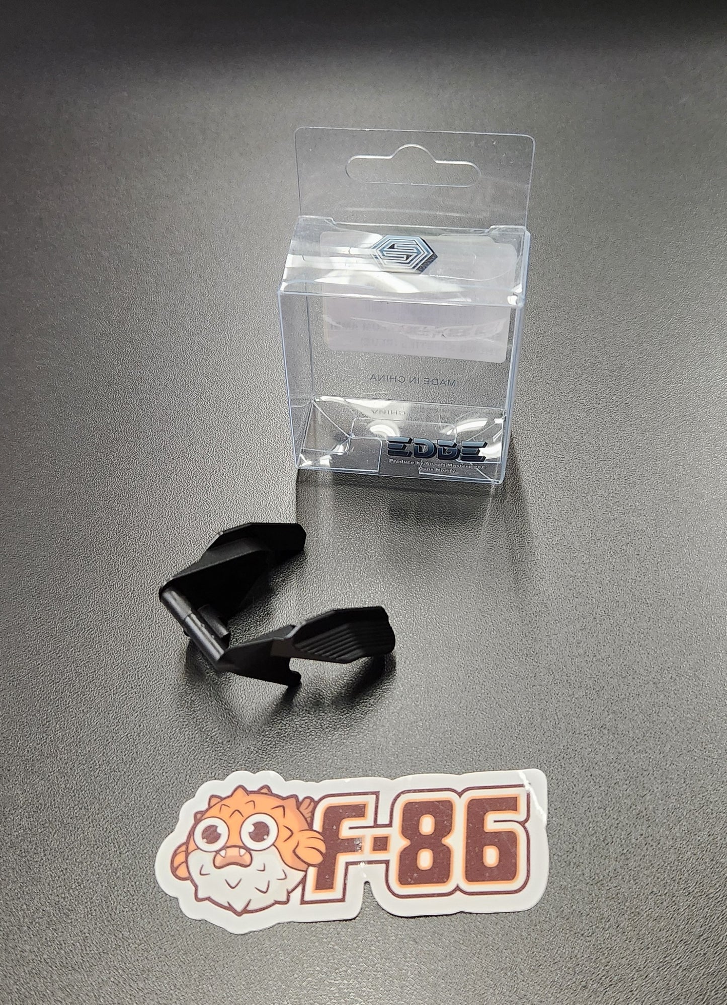 F-86 Custom EDGE ALBATROSS Aluminum Ambi Thumb Safeties for Marui TM Hi-Capa GBBP Series. Cerakote Graphite Black