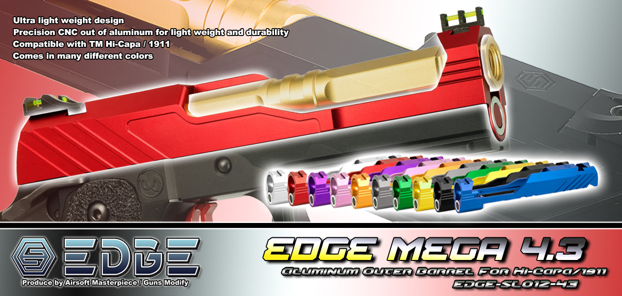 Edge “MEGA” Aluminum Standard Slide for Hi-CAPA 4.3. Black
