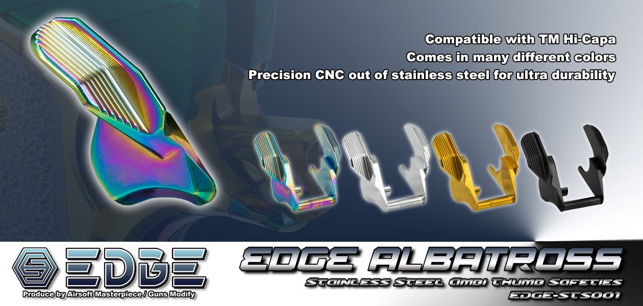 Edge “ALBATROSS” Stainless Steel Ambi Thumb Safeties for Hi-CAPA