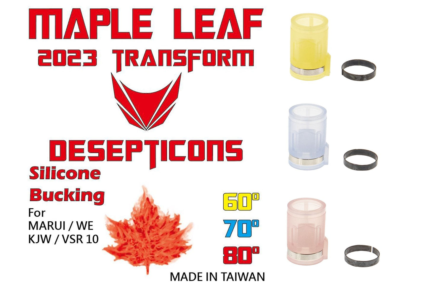Maple Leaf 2023 Transformers Decepticons Hop Up Silicone Bucking TM, WE, KJ GBB
