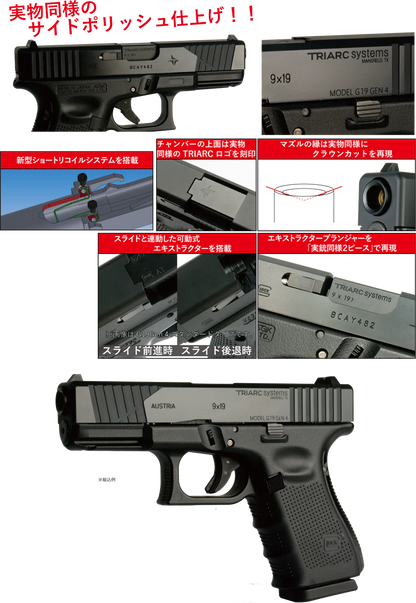 Detonator CNC Aluminum Triarc Style G19 Custom Slide Set for Marui G19 Gen4 GBBP