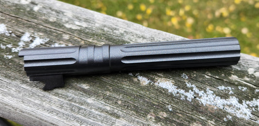 F-86 Custom EDGE WARP Aluminum Outer Barrel for Marui TM Hi-Capa 5.1 / 1911 GBBP Series. Cerakote FX Anthracite