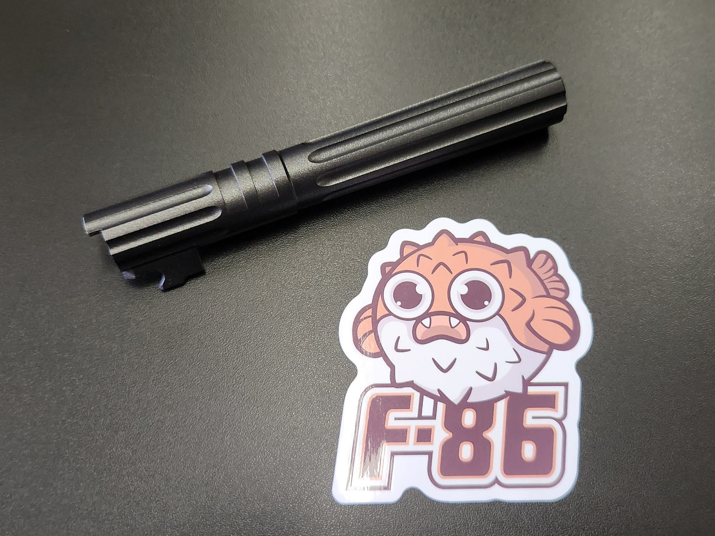 F-86 Custom EDGE WARP Aluminum Outer Barrel for Marui TM Hi-Capa 5.1 / 1911 GBBP Series. Cerakote FX Anthracite