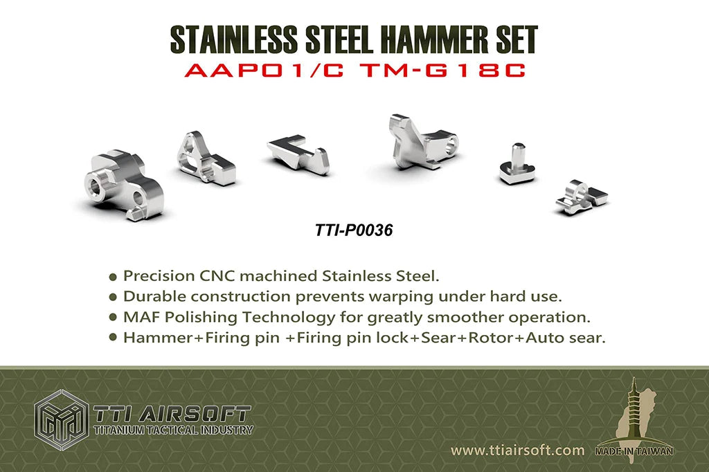TTi Full Hammer Set, Stainless Steel for AAP01, Tokyo Marui G18c.