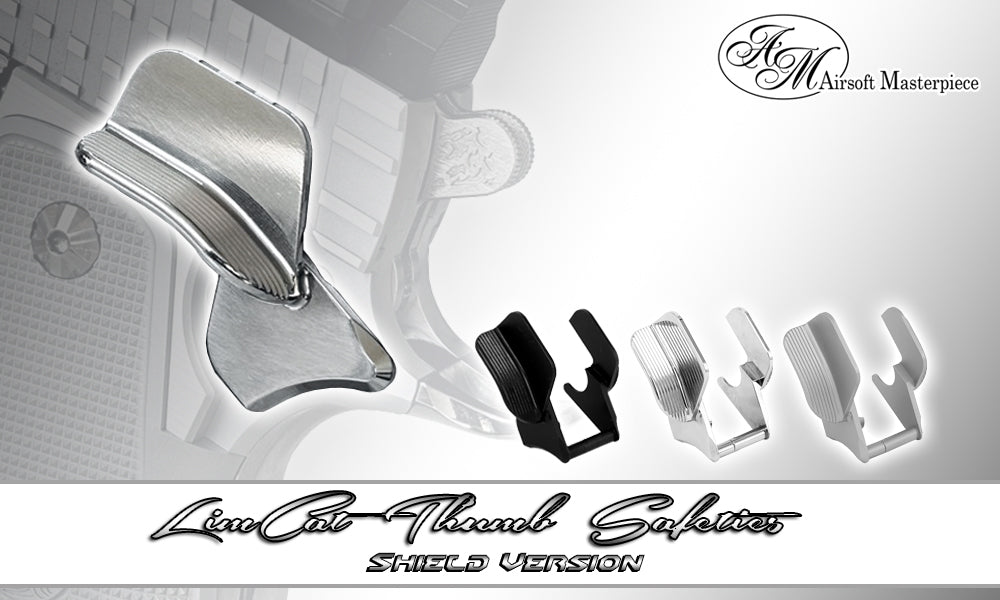 Airsoft Masterpiece Steel Thumb Safeties with Shield for TM Hicapa and 1911 (Type 8) Silver