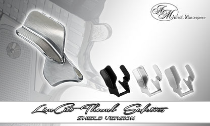 Airsoft Masterpiece Steel Thumb Safeties with Shield for TM Hicapa and 1911 (Type 8) Silver