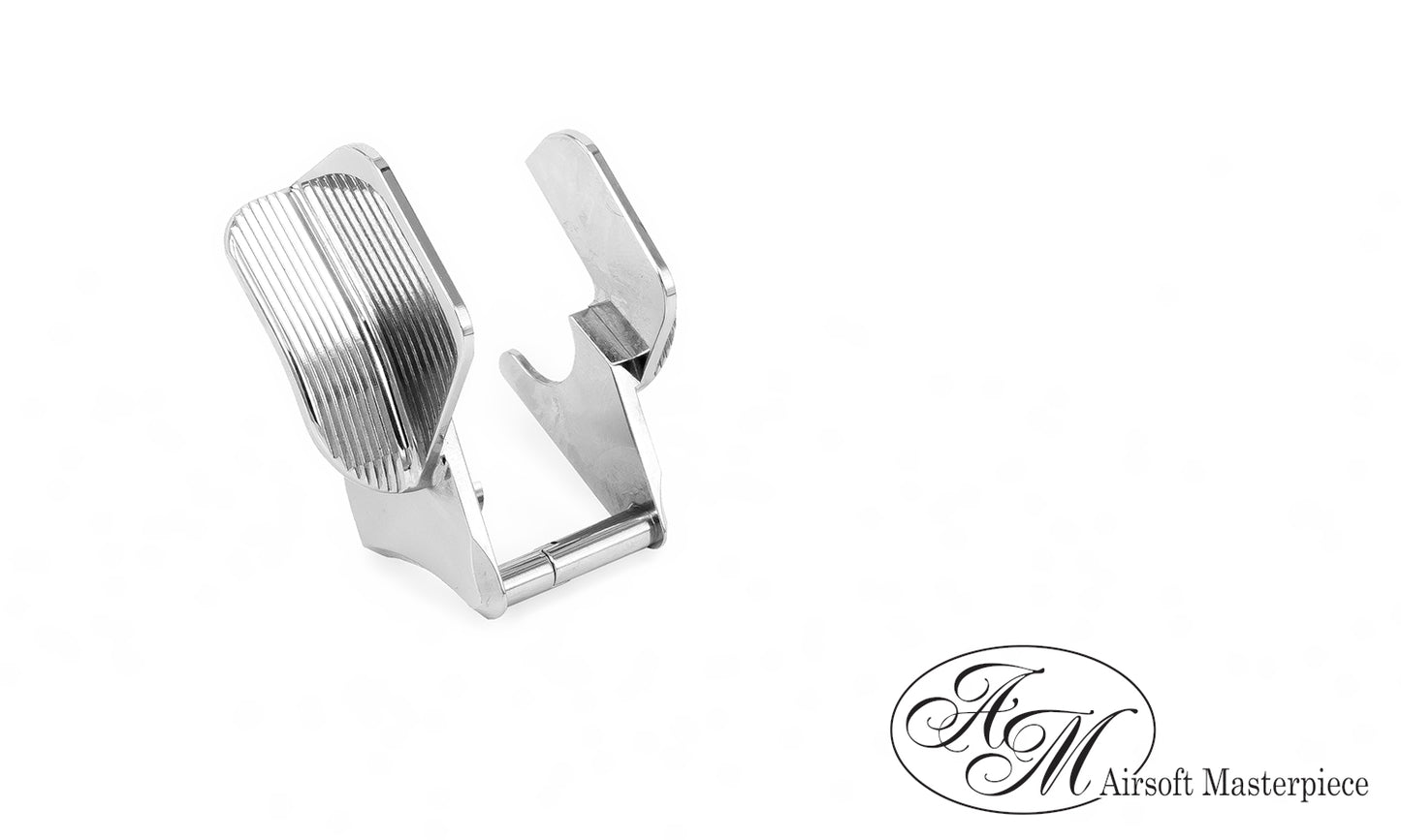 Airsoft Masterpiece Steel Thumb Safeties with Shield for TM Hicapa and 1911 (Type 8) Silver